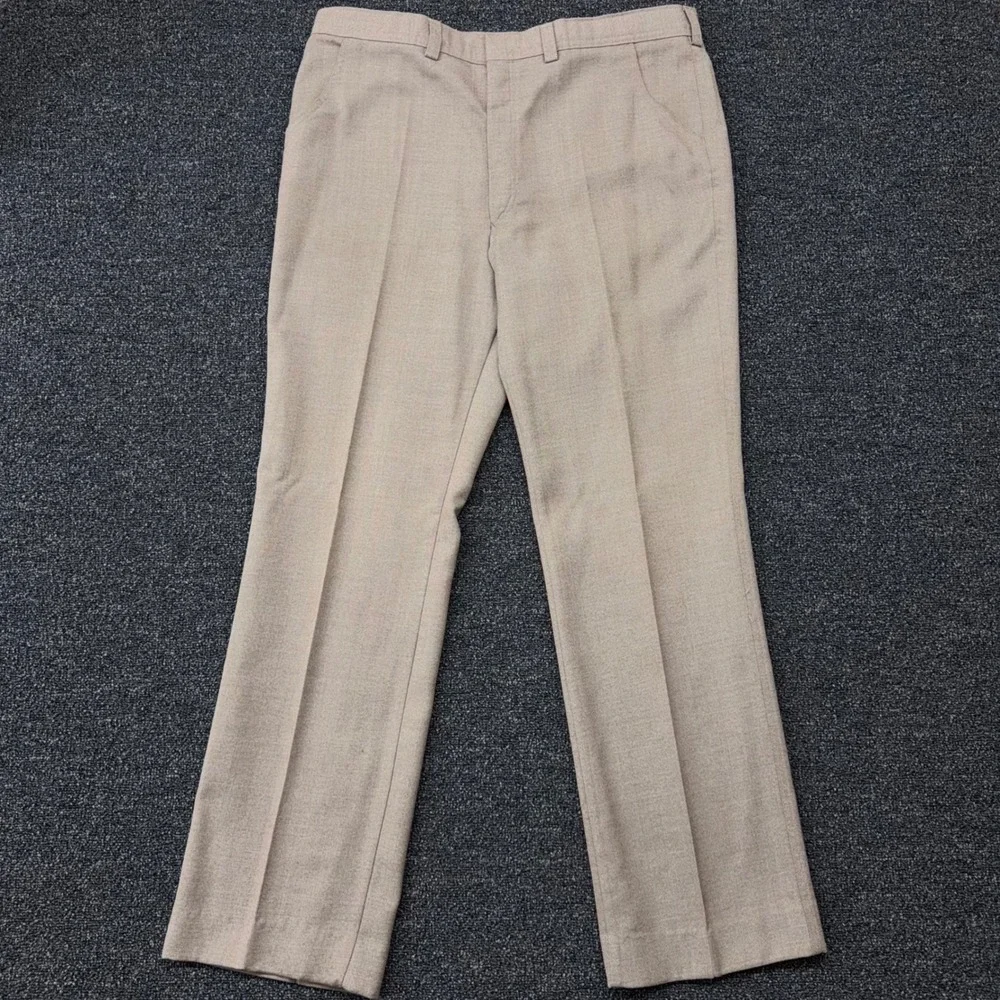Vintage Levis Sportswear Classics Mens Tan Wool Blend Trousers Made in UK 38x34